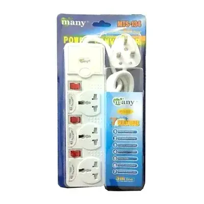 Safe Touch 0032 5Port 2m Cable Multiplug Heavy Duty White